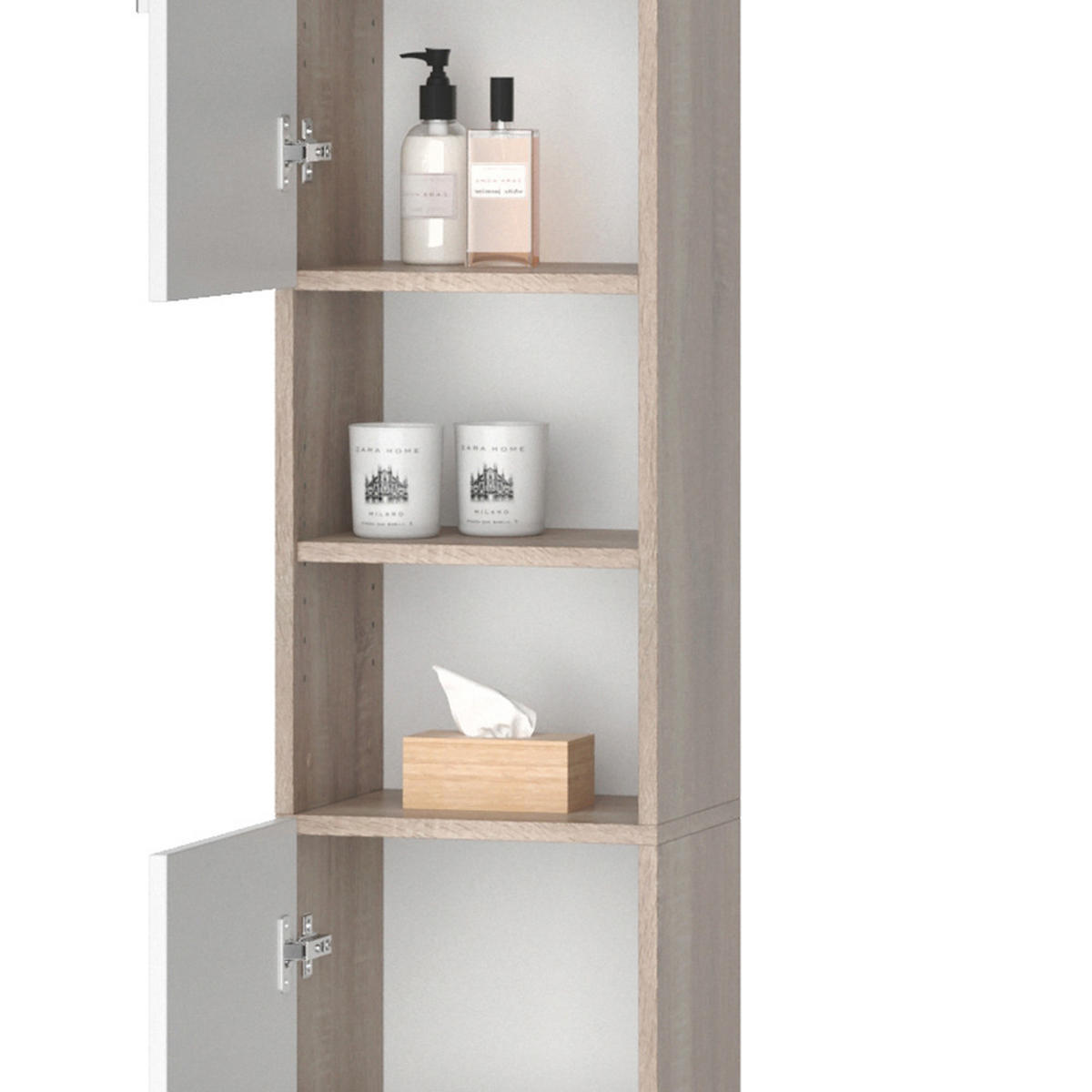 BADSCHRANK Luis Sonoma 32 x 190 cm - Weiß/Sonoma Eiche, Holzwerkstoff (32/190/25.8cm) - Vicco