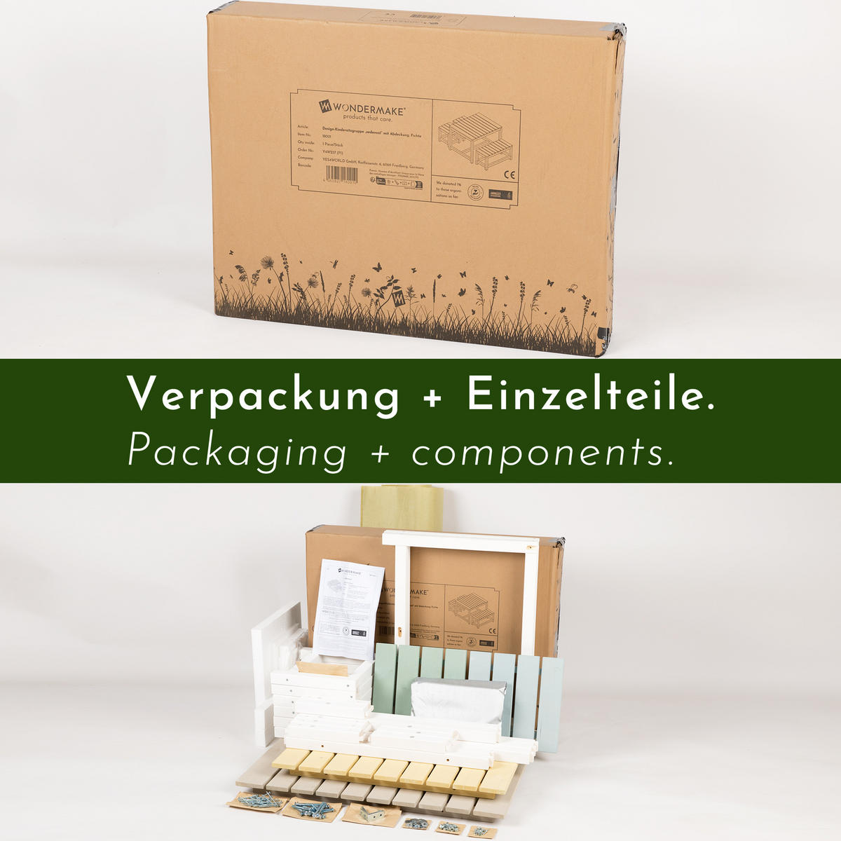 KINDERSITZGRUPPE aus Holz, mit Abdeckung, für Kinder ab 3 Jahren - Weiß, Holz (75/80/60cm) - WONDERMAKE