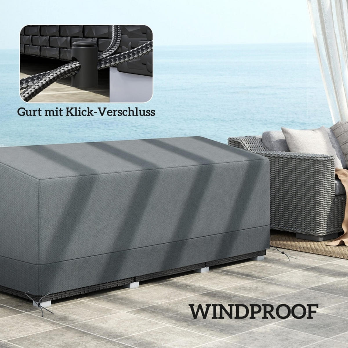ABDECKPLANE 190x72x76 cm 600D wasserdicht hellgrau - Hellgrau, Textil (72/190.5/76cm) - Fortuna Lai