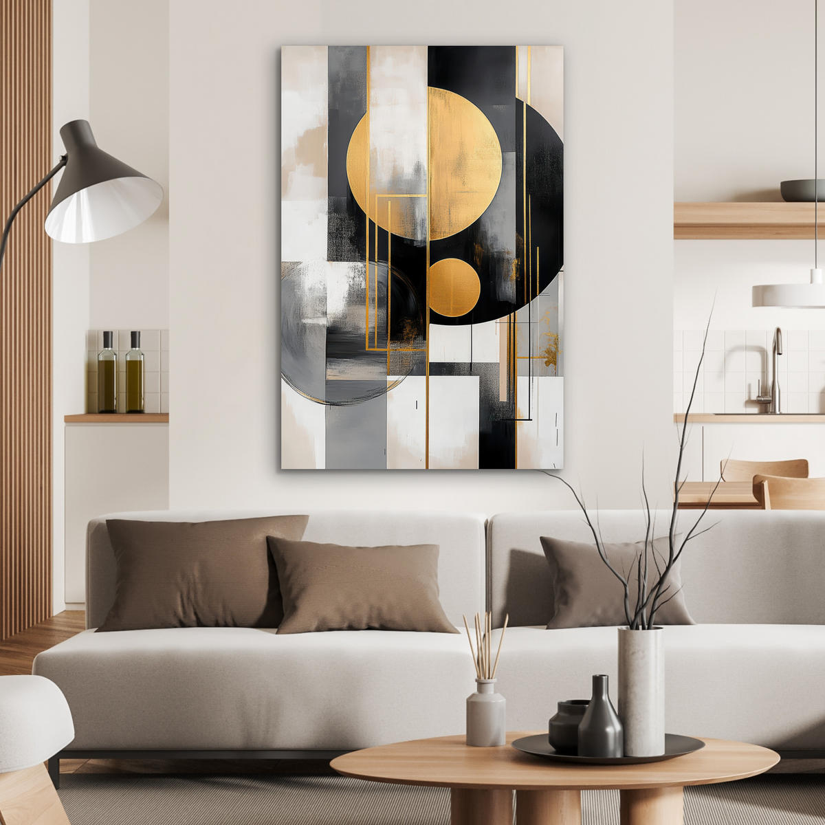 METALLBILD Abstrakt - Gold - Silber - Formen - Ästhetisch - Modern 60x90 cm - Goldfarben, Metall (60/90cm) - MuchoWow
