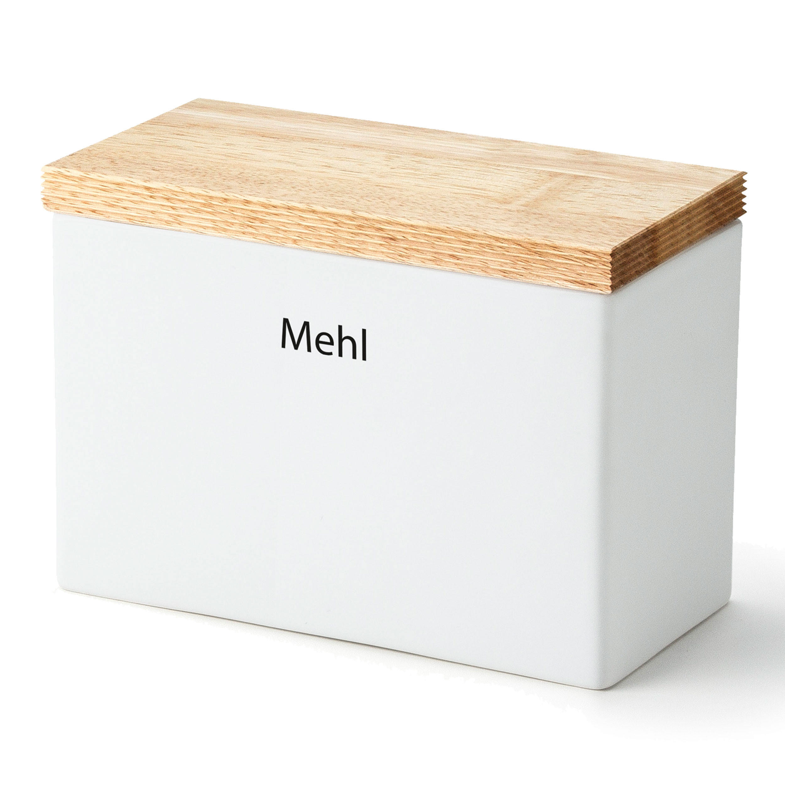 VORRATSDOSE mit Holzdeckel, Weiß, 20 x 10 x 14.5 cm - Weiß, Keramik (13/17/22cm) - Continenta