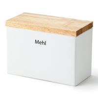 VORRATSDOSE mit Holzdeckel, Weiß, 20 x 10 x 14.5 cm - Weiß, Keramik (13/17/22cm) - Continenta