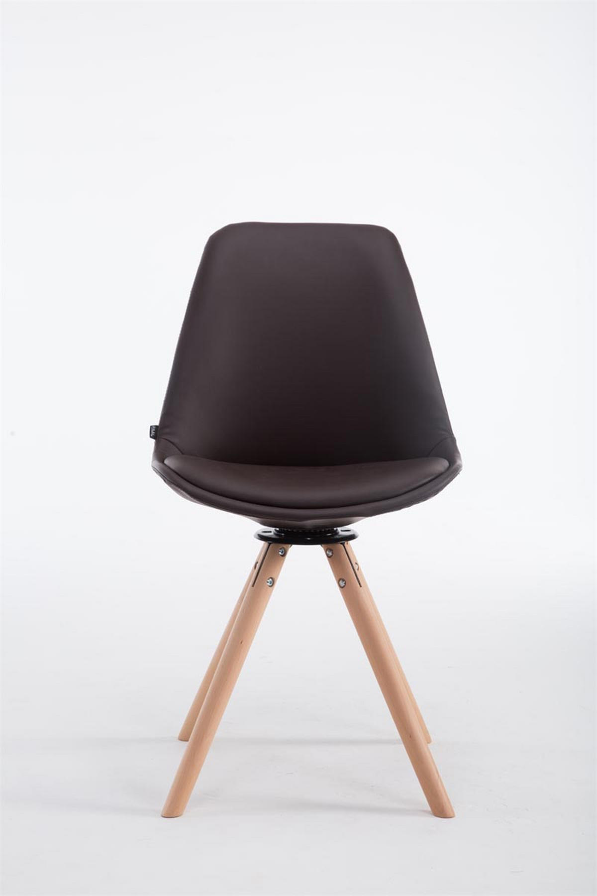 STUHL Lederlook braun - Eukalyptusholzfarben/Braun, Holz/Textil (48/84/56cm) - CLP