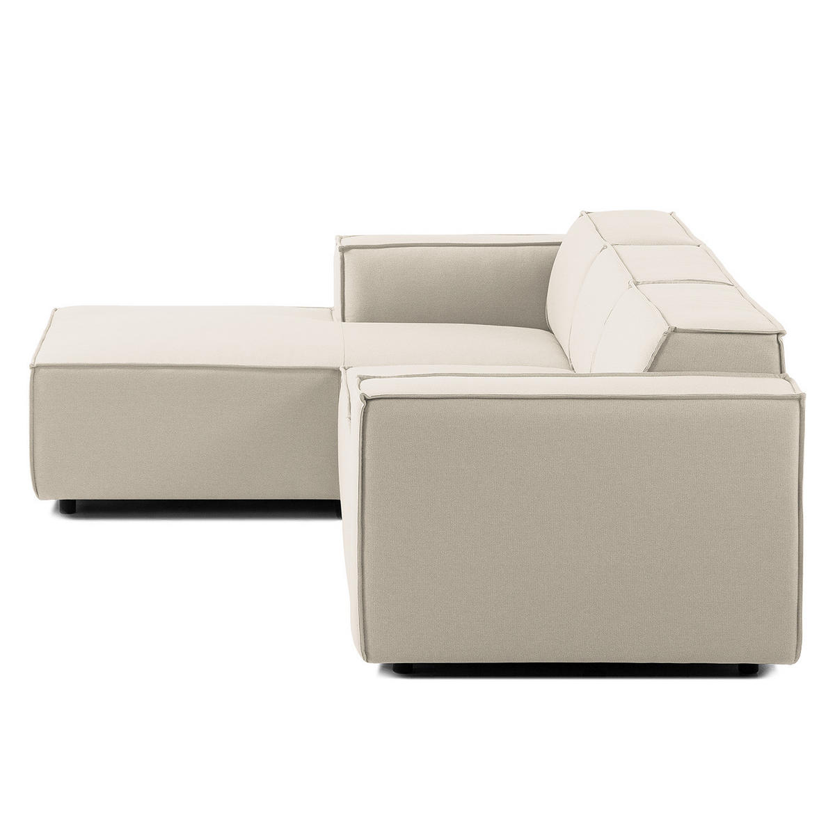 ECKSOFA mit Longchair - Schwarz/Weiß, Kunststoff/Textil (260/177cm) - home24