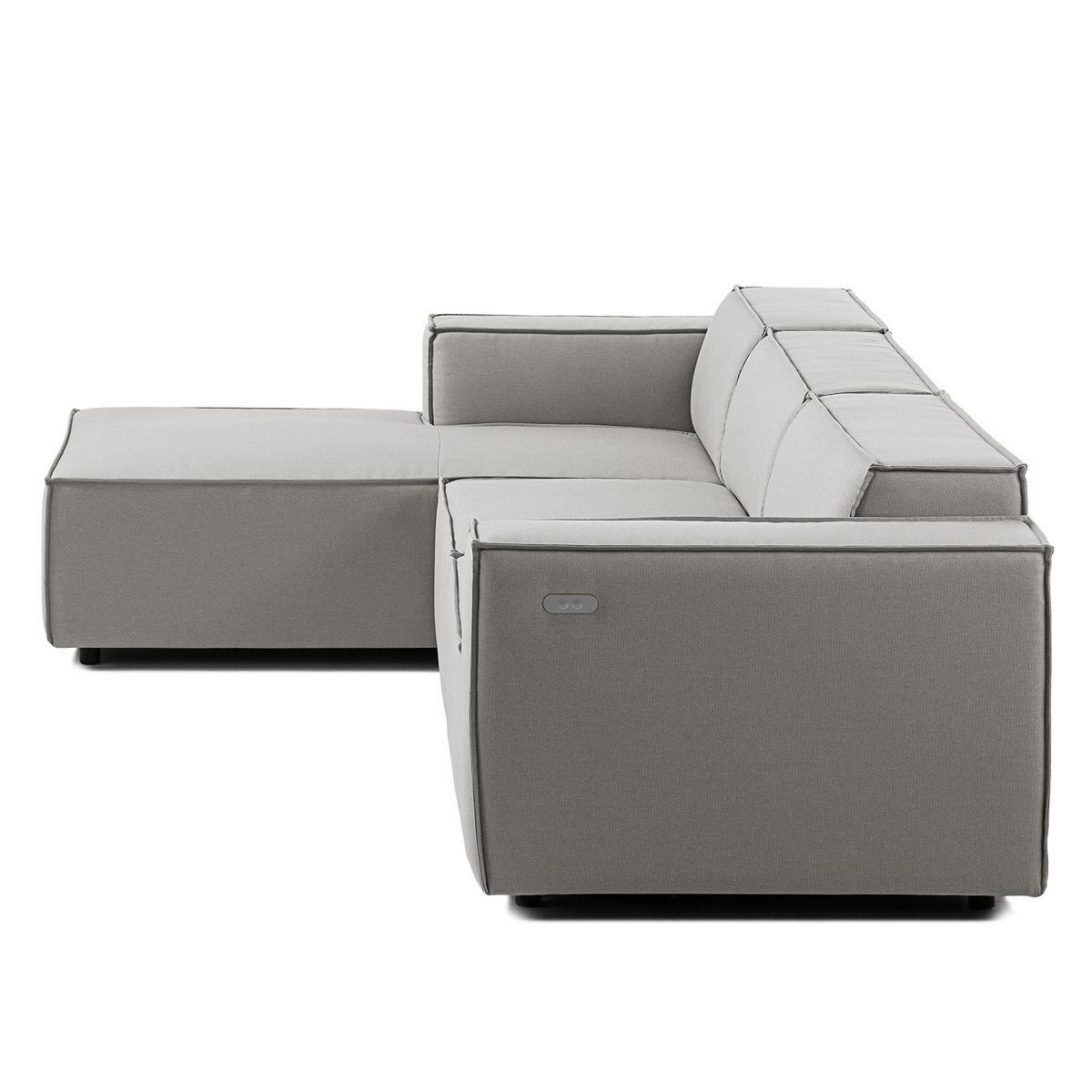 ECKSOFA mit Longchair - Graubraun/Schwarz, Kunststoff/Textil (294/177cm) - home24