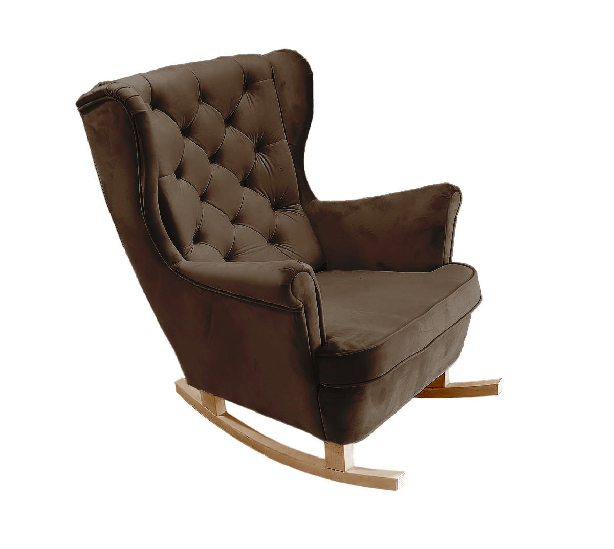 SCHAUKELSESSEL mit gepolstertem Sitz und Armlehnen, 102x81x95 cm, Dunkelbraun_29827 - Taupe/Buchefarben, Holz/Textil (81/102/95cm) - DomoHome