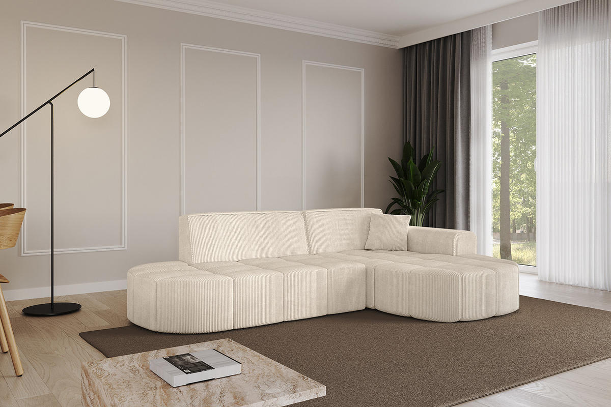 ECKSOFA Ottomane Rechts LIVO-L1 - 252x173x79,5 cm Beige - Beige, Holzwerkstoff/Textil (252/173cm) - ALTDECOR