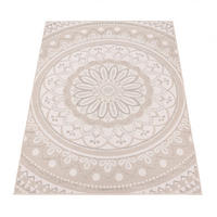 FLACHWEBTEPPICH, mit Mandala-Muster, Sand, 200 x 280 cm - Beige, Textil (200/280cm) - KADIMA DESIGN