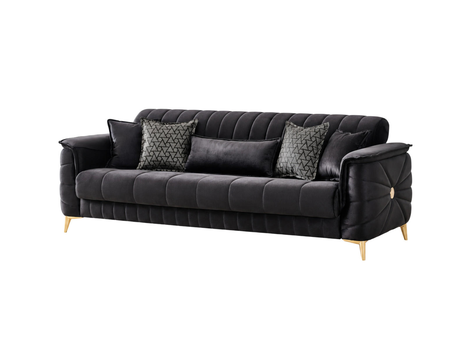 3-SITZER SOFA Osorno Schwarz - Schwarz, Holzwerkstoff/Kunststoff (236/85/95cm)