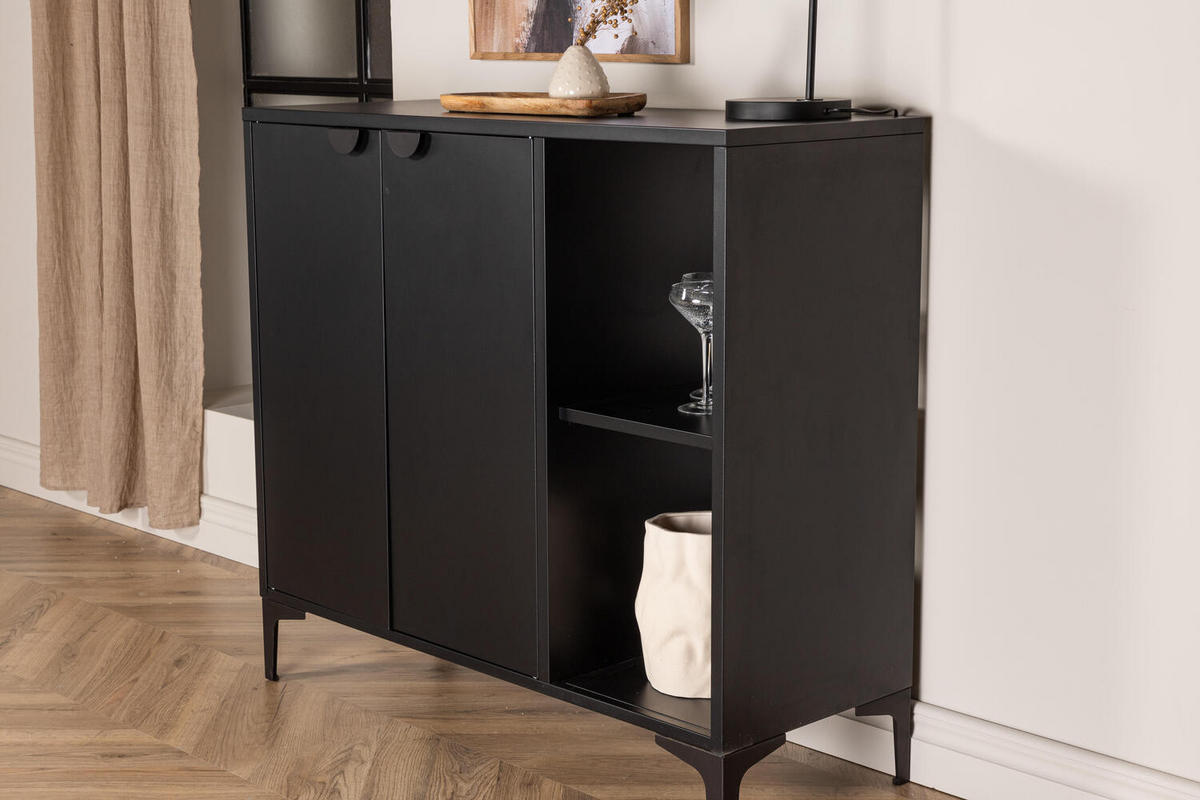 SIDEBOARD, Piring, Schwarz, Stahl, 110 x 42 x 100 cm - Schwarz, Metall (110/100/42cm) - ebuy24