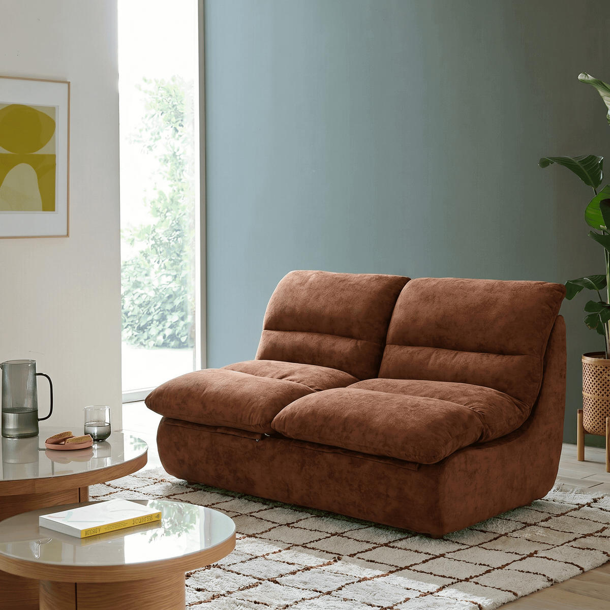 SOFA Nuvia Doppel 2-Sitzer - Schokolade - Braun, Textil (160/73/100cm) - COCO Living