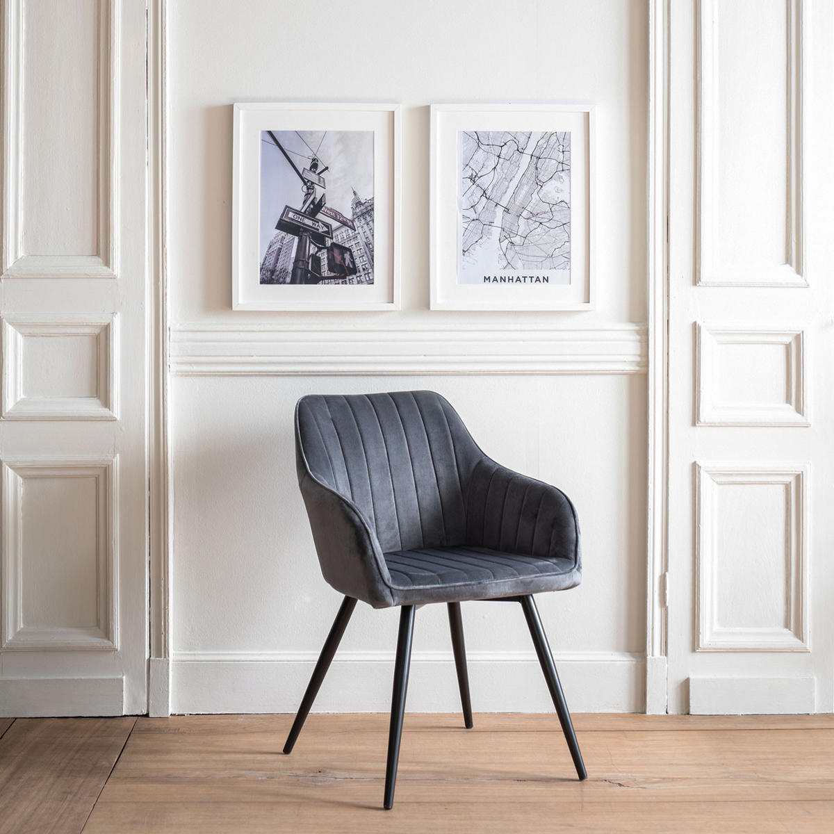 STUHL Bertille Grau - Grau, Textil (58/83.5/64cm) - Happy Garden