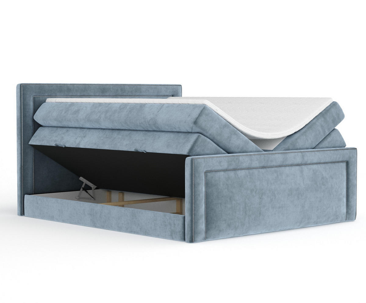BOXSPRINGBETT Luxora Blau Grau 180/200 cm - Blaugrau/Schwarz, Holz/Holzwerkstoff (180/200cm) - Maison de Reve