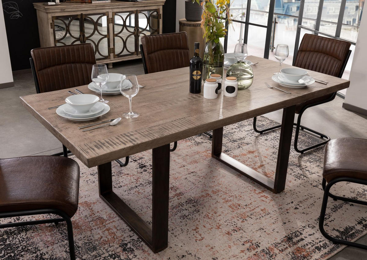 ESSTISCH Mango 190x90x76 braun lackiert HEAVY INDUSTRY #201 - Braun, Holz (190/90/76cm) - Massivmoebel24