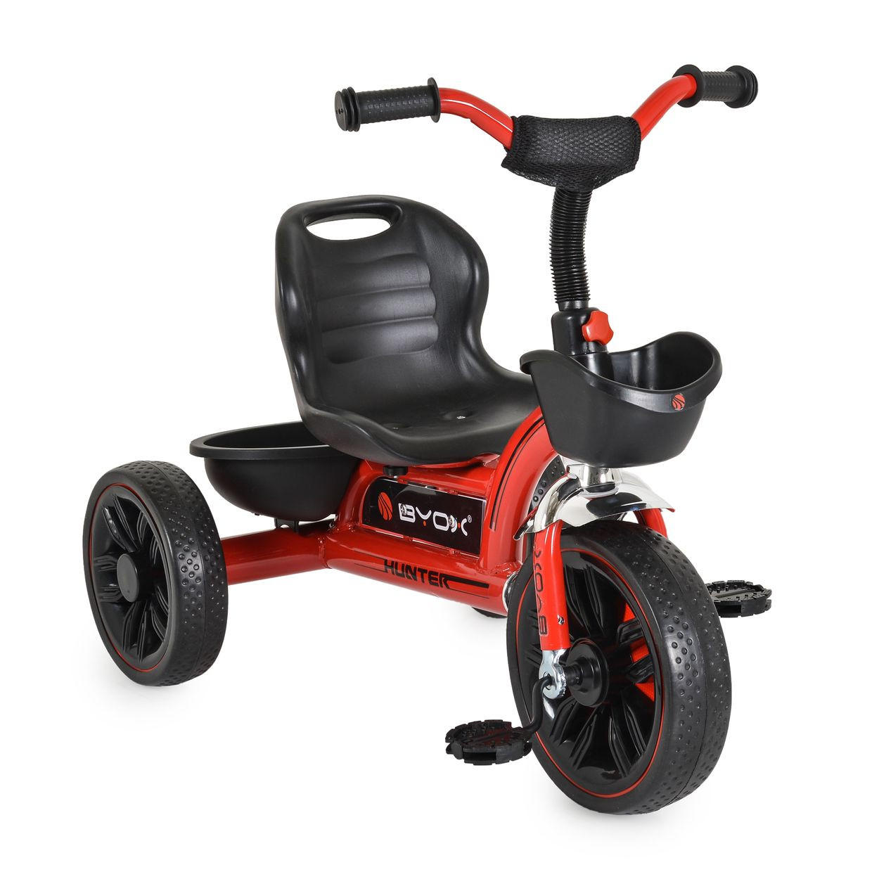 DREIRAD Hunter EVA-Reifen rot verstellbarer Sitz, Korb, ergonomische Griffe - Rot, Metall (75/46/64cm)