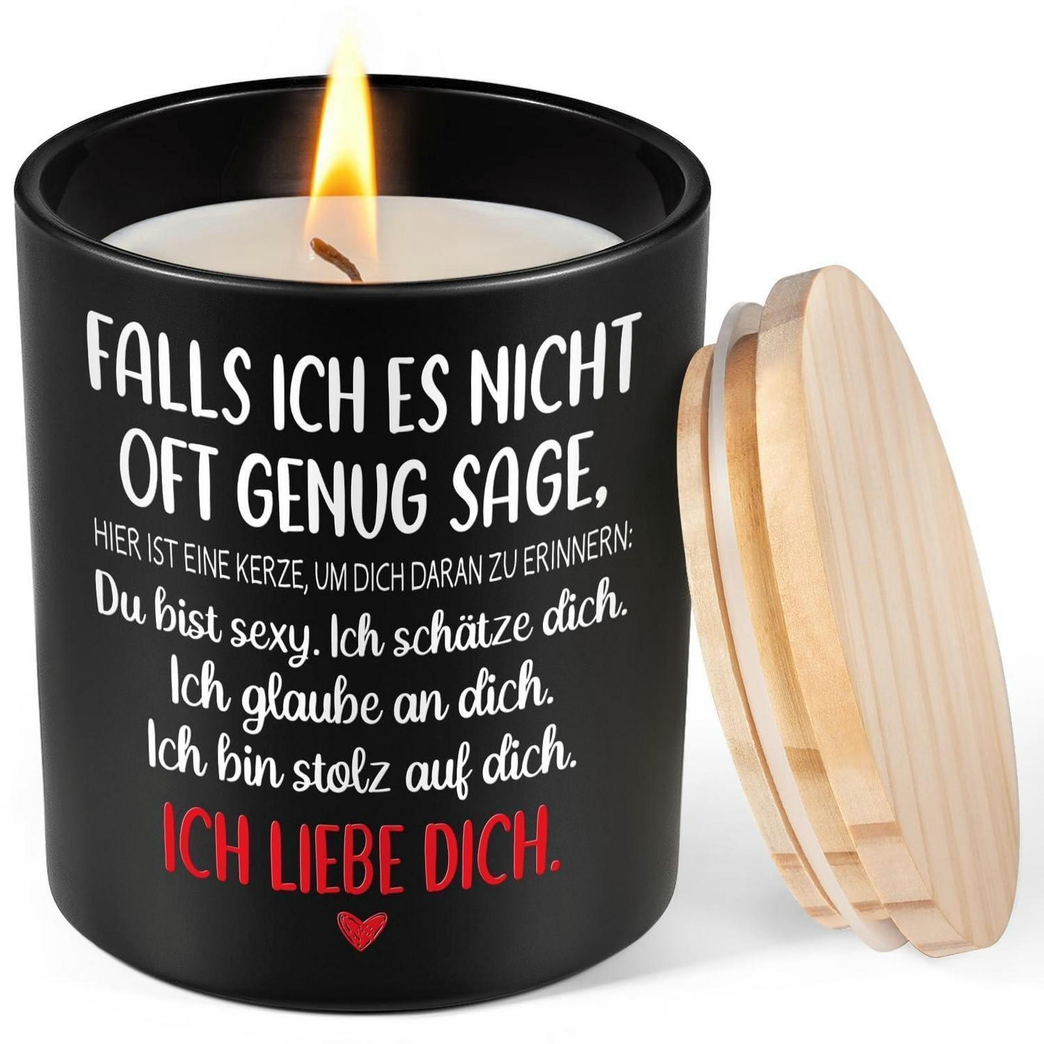 DUFTKERZE Sojawachs mit Spruch 7 oz - Schwarz, Paraffin (9.5cm)