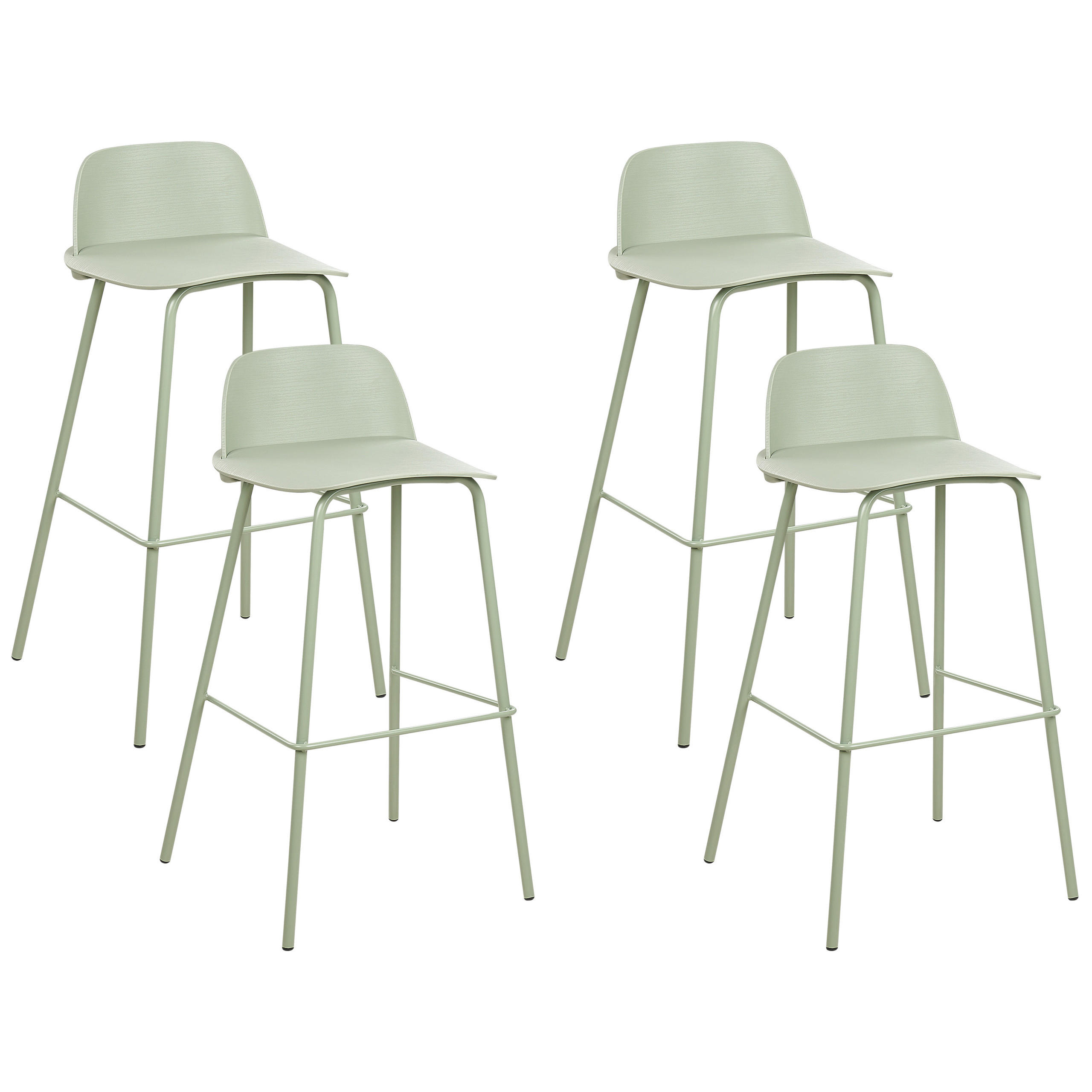 BARHOCKER 4er-Set Kunststoff Grün Mora - Grün, Kunststoff/Metall (48/90/35cm) - Beliani