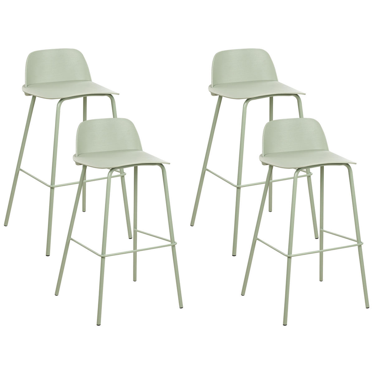 BARHOCKER 4er-Set Kunststoff Grün Mora - Grün, Kunststoff/Metall (48/90/35cm) - Beliani
