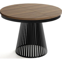 ESSTISCH Naro rund ausziehbar mit Schwarzem Lamellen-Metallgestell, Walnuss Braun 120-200/120/76 cm - Walnussfarben/Schwarz, Holzwerkstoff/Metall (120/120/76cm) - WFL GROUP