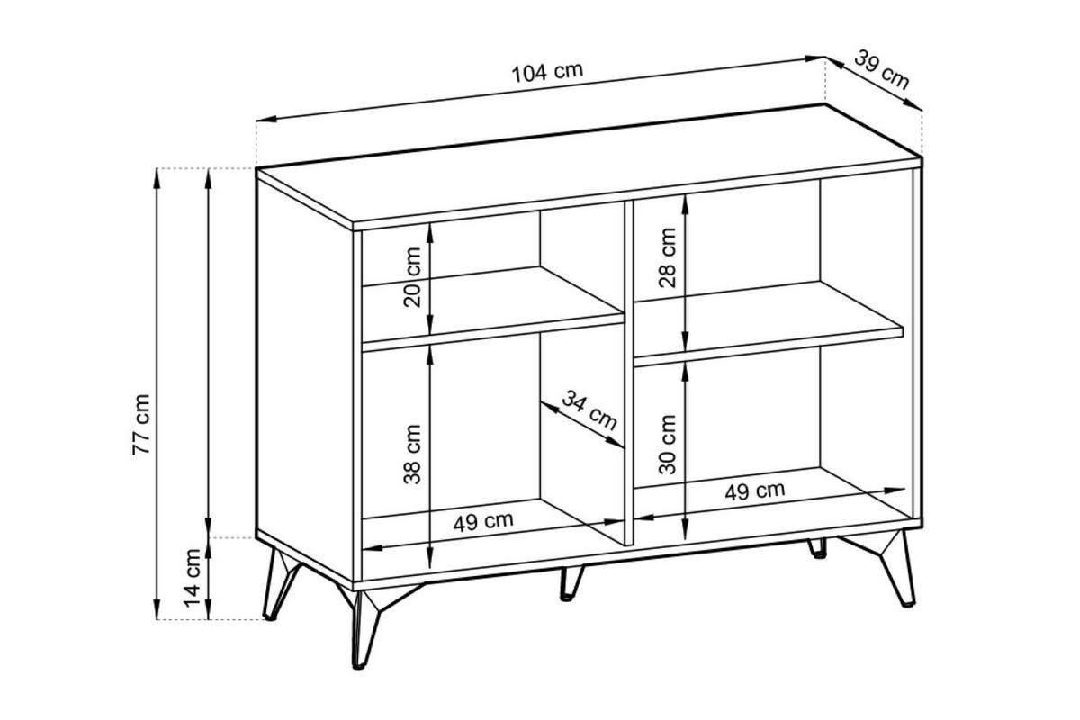 SIDEBOARD Diamond Eiche Evoke - Eichefarben/Schwarz, Holzwerkstoff (104/77/39cm) - Bettso