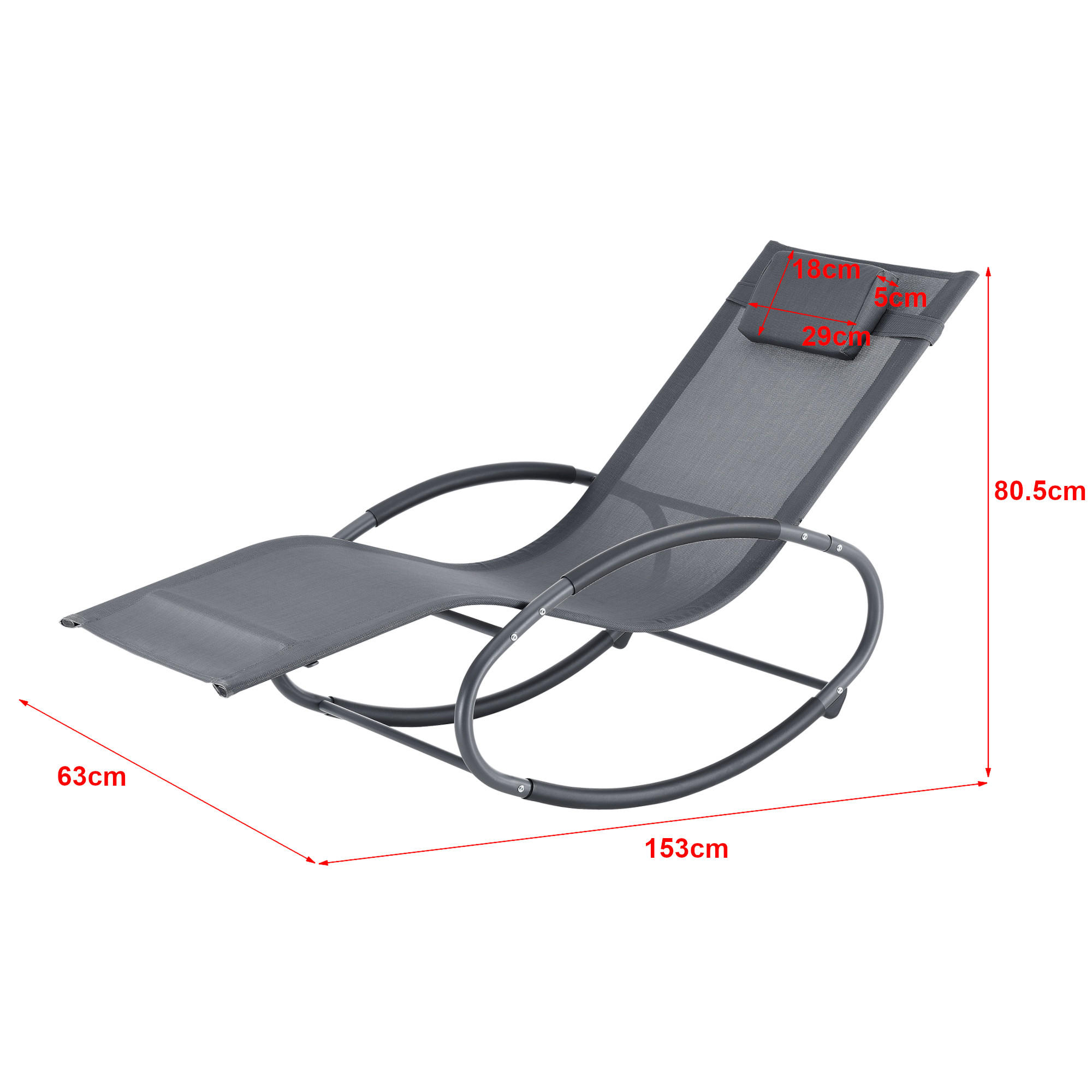 SCHAUKELLIEGE Almaluez - Dunkelgrau, Metall (153/80.5/63cm) - [en.casa]
