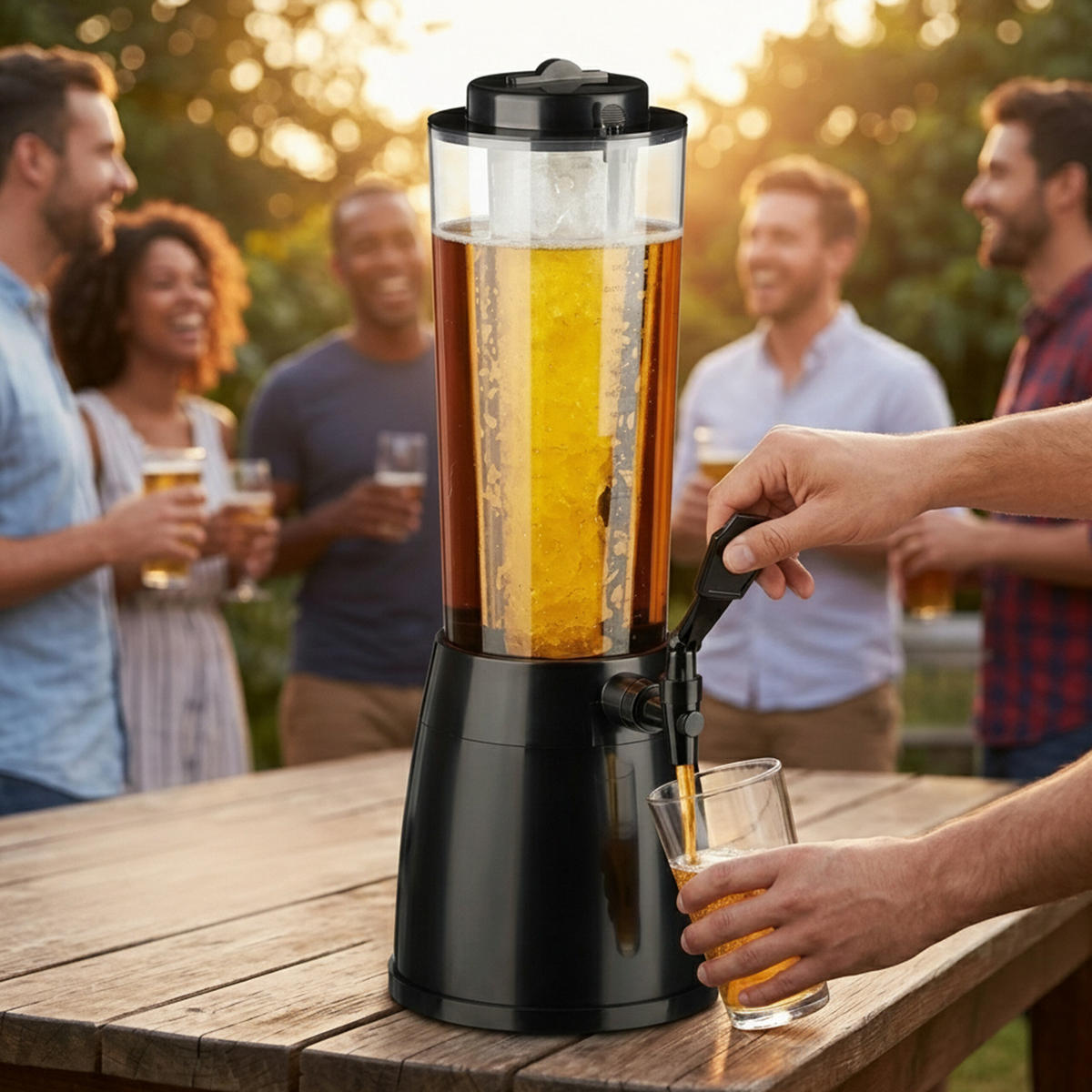 GETRÄNKESPENDER Transparent Schwarz mit Zapfhahn Eisbehälter 2,5 l - Multicolor, Kunststoff (2.5L) - Relaxdays