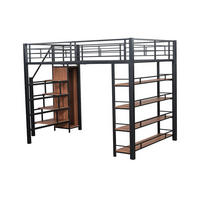 HOCHBETT 140/200 cm mit Stauraumtreppe, Regalen und Kleiderstange, Metall, Schwarz - Schwarz, Metall (140/200cm) - Redom
