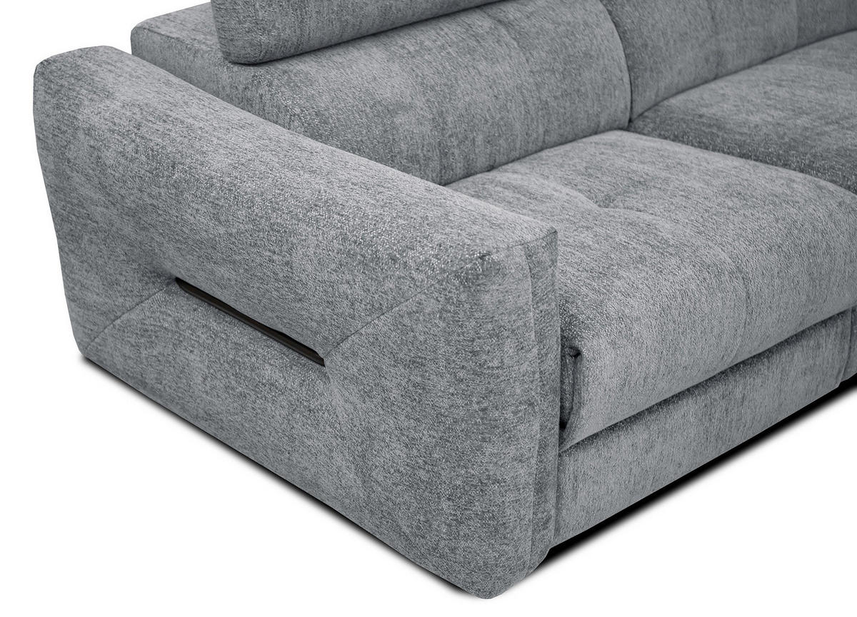 ECKSOFA CALVERA 5-Sitzer mit 1 Relaxfunktion, grau - Grau, Holzwerkstoff/Textil (297/239cm) - Courtois Laville