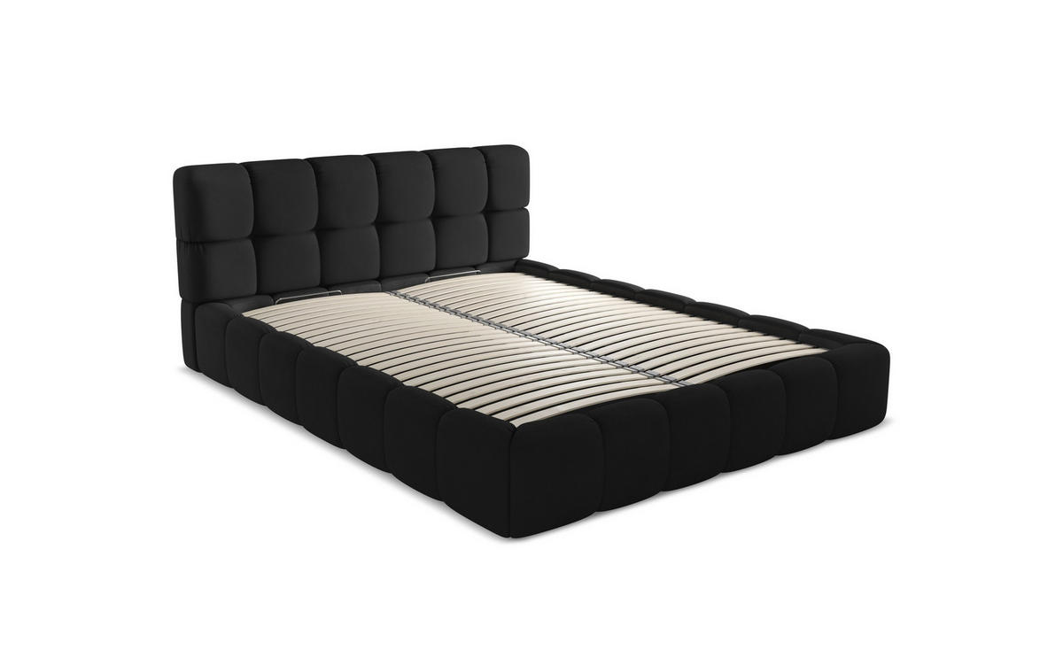 POLSTERBETT mit Bettkasten und Lattenrost 200x228 Grün - Dunkelgrün/Schwarz, Kunststoff/Textil (180/200cm) - Makamii