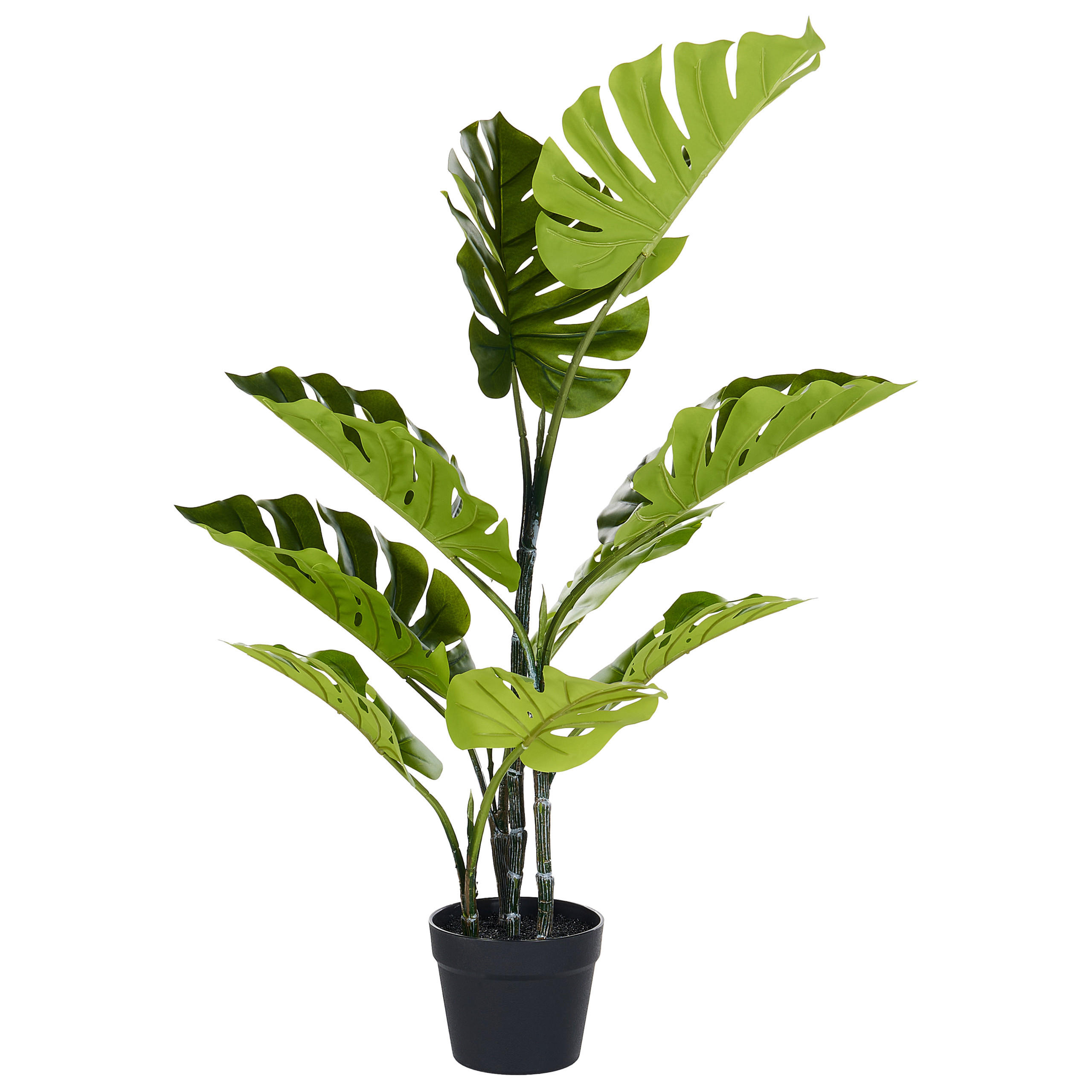 KUNSTPFLANZE im Blumentopf 94 cm Grün/Schwarz Monstera Plant - Schwarz/Grün, Kunststoff (94cm) - Beliani
