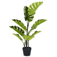 KUNSTPFLANZE im Blumentopf 94 cm Grün/Schwarz Monstera Plant - Schwarz/Grün, Kunststoff (94cm) - Beliani