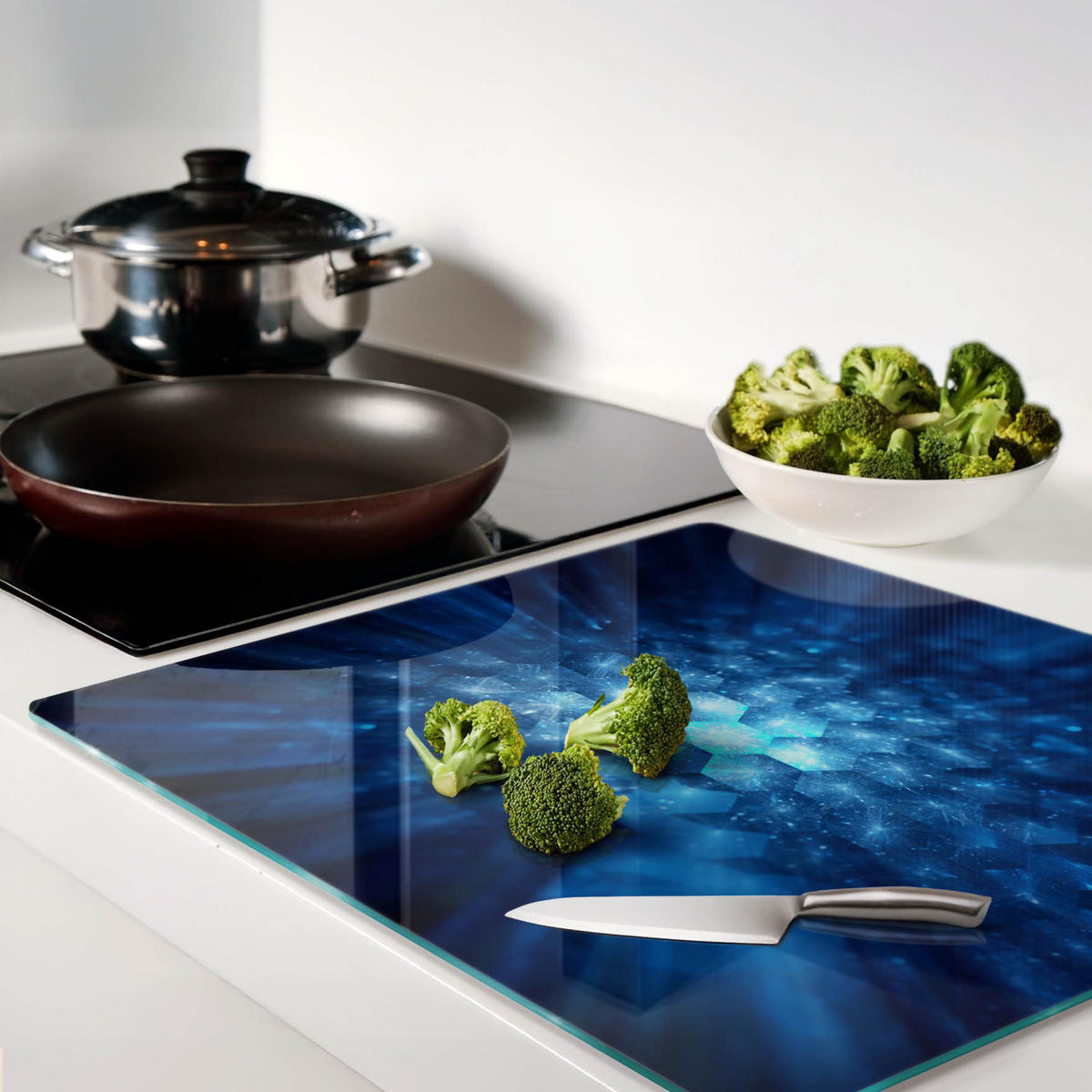 GLASPLATTE 60x52 cm Kristalle - Blau, Glas (60/0.4/52cm) - TULUP
