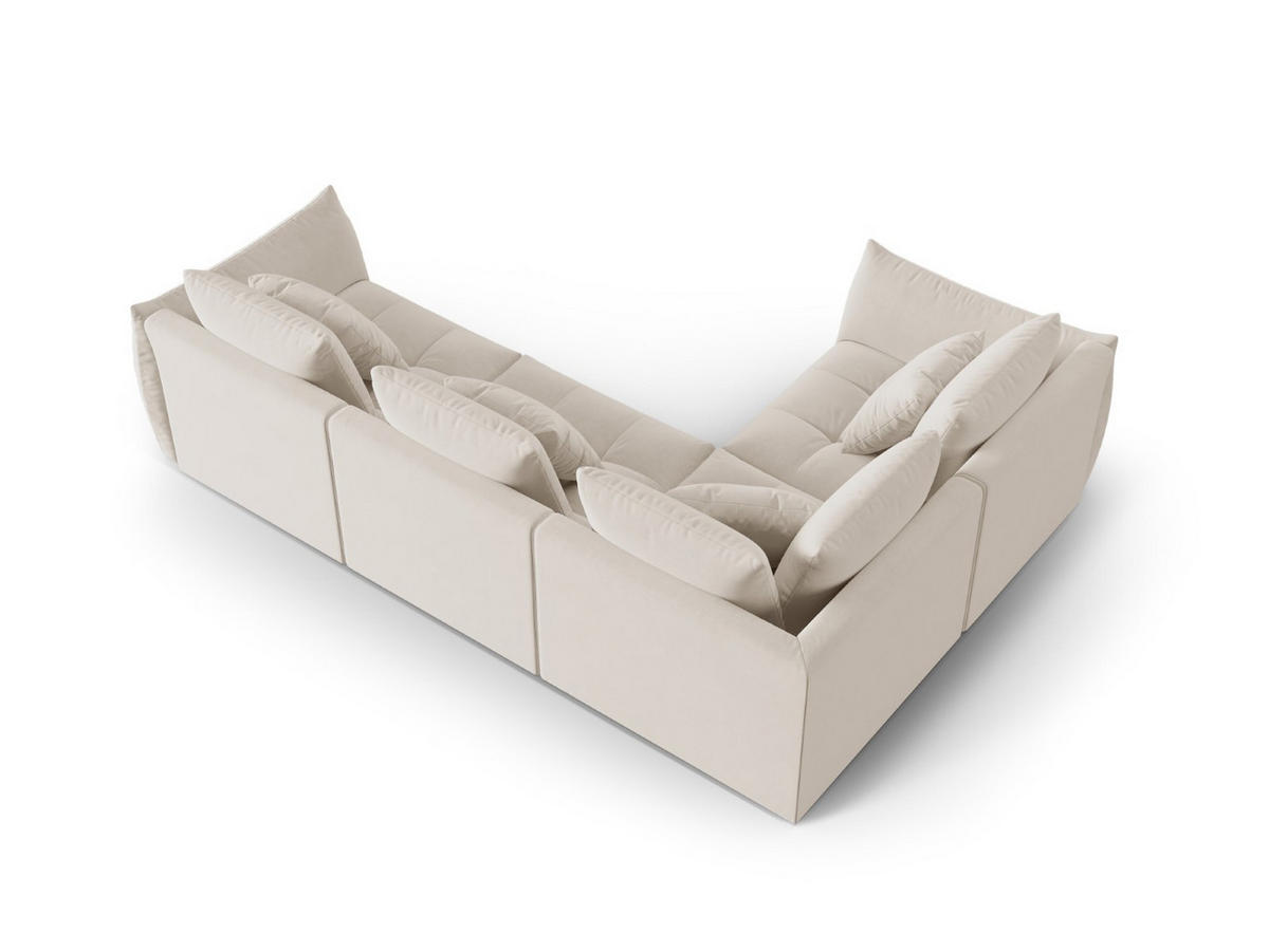 ECKSOFA modular links Bloom aus Samt ecru 3 Sitzplätze - Ecru, Textil (216/316cm) - Micadoni