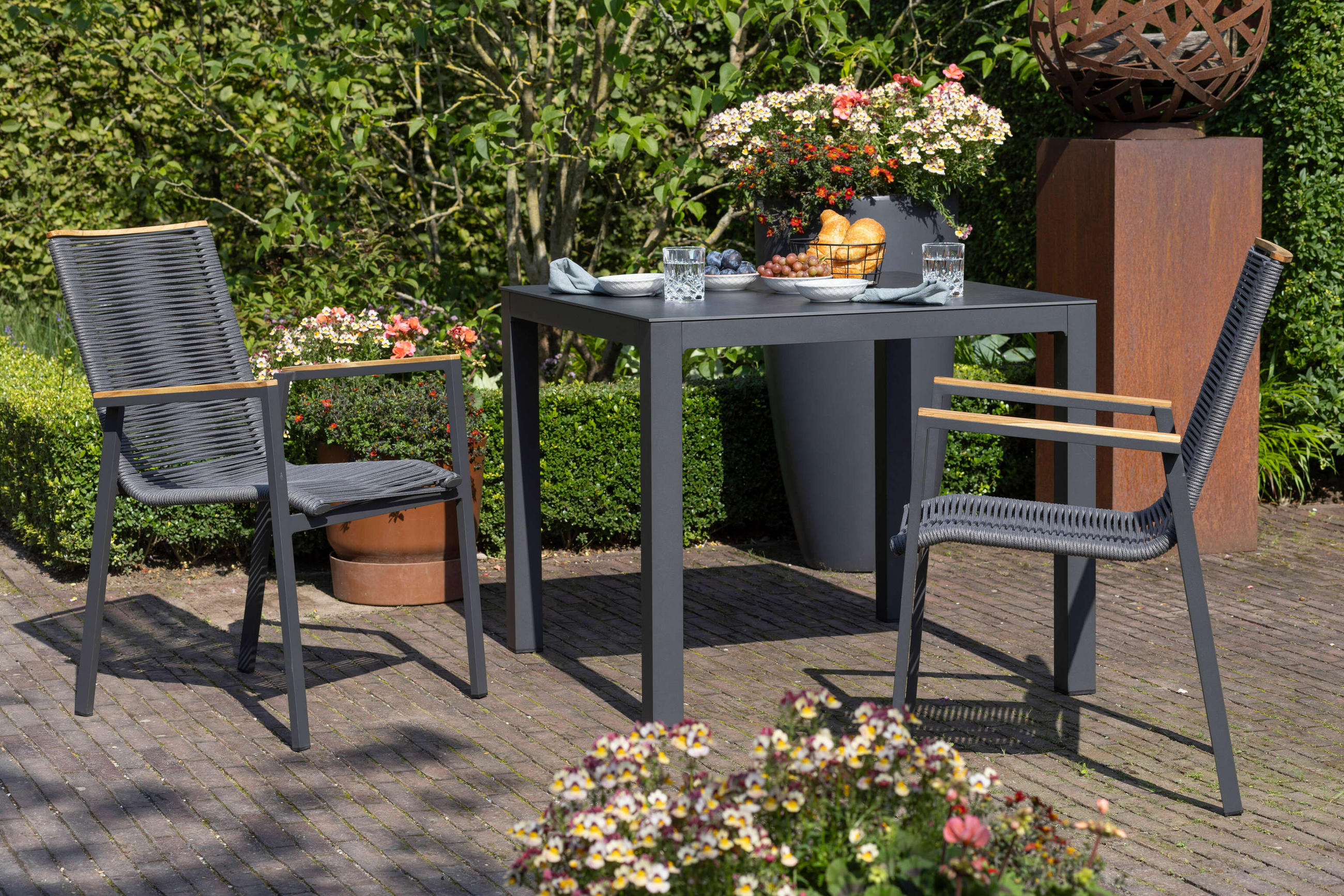 GARTENMÖBEL-SET Alicante und Tarifa - Grau, Metall - Mr. Deko