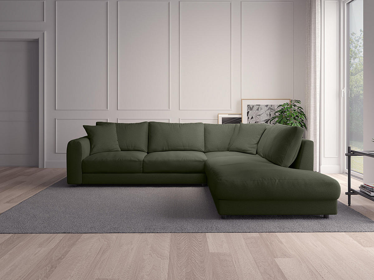 ECKSOFA mit Ottomane - Schwarz/Grau, Holz/Kunststoff (267/254cm) - home24