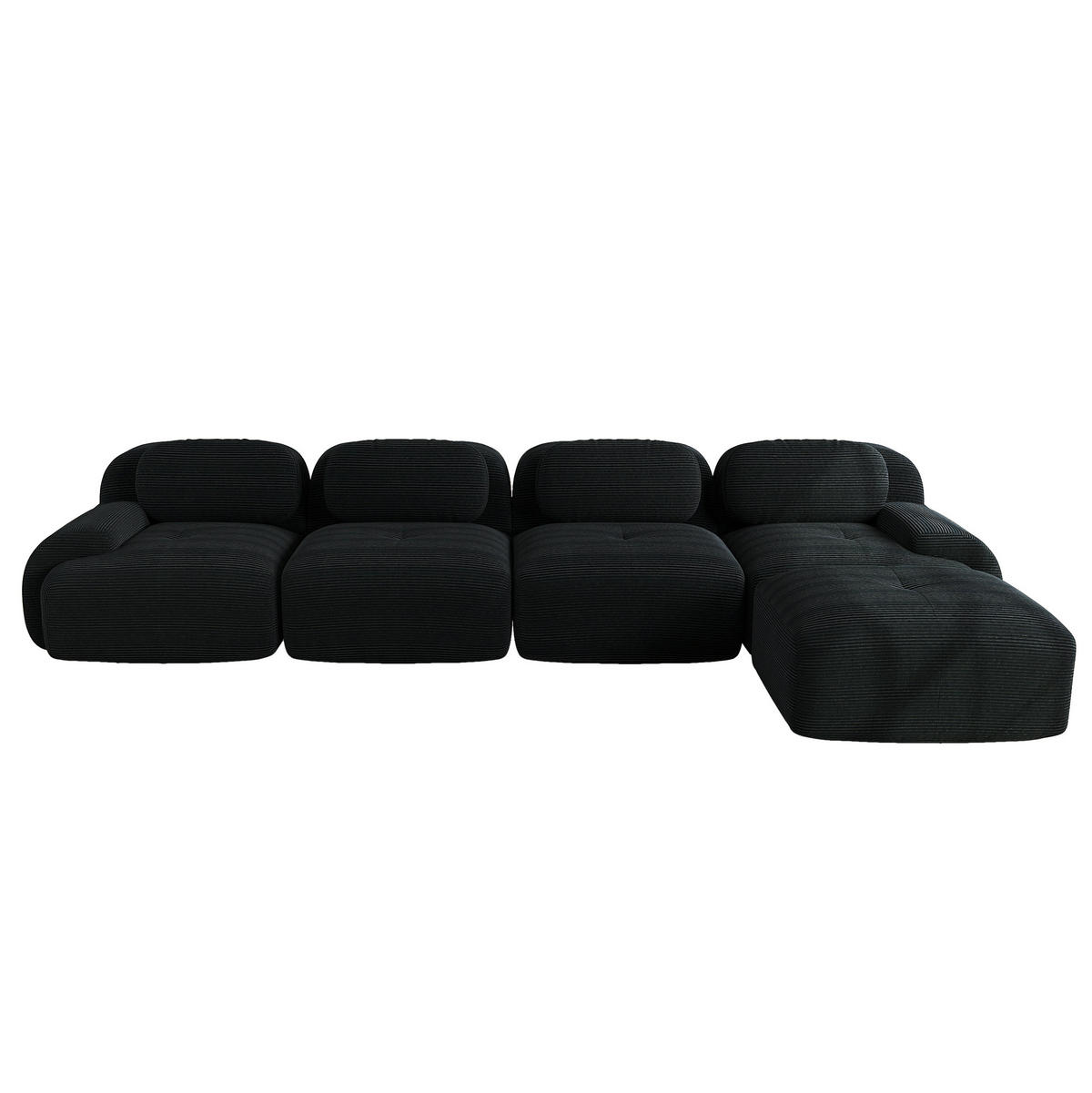 ECKSOFA 388/178/75 cm schwarz aus Cordstoff modular und montagefrei - Schwarz, Textil (178/388cm) - OKWISH