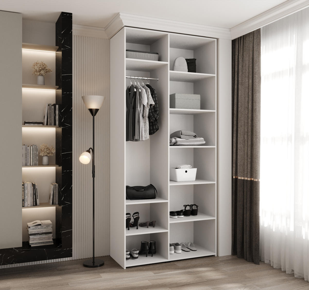 DREHTÜRENSCHRANK 245,5/110/50 2-türig - Schwarz/Weiß, Holz/Metall (110/245.5/50cm) - Abiks Möbel