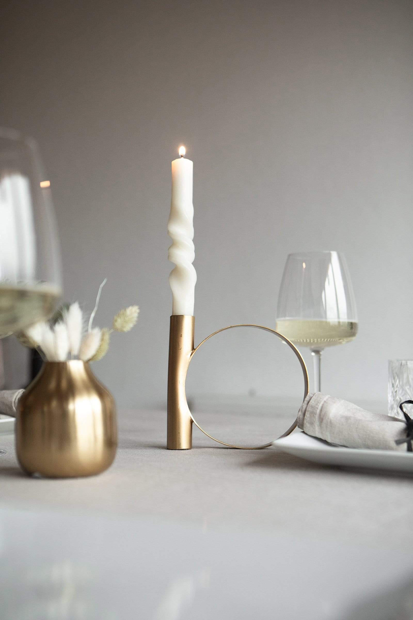 KERZENHALTER Geo2 aus Eisen in Gold 15/12,5 cm - Goldfarben, Metall (2/12.5/15cm) - LaLe Living