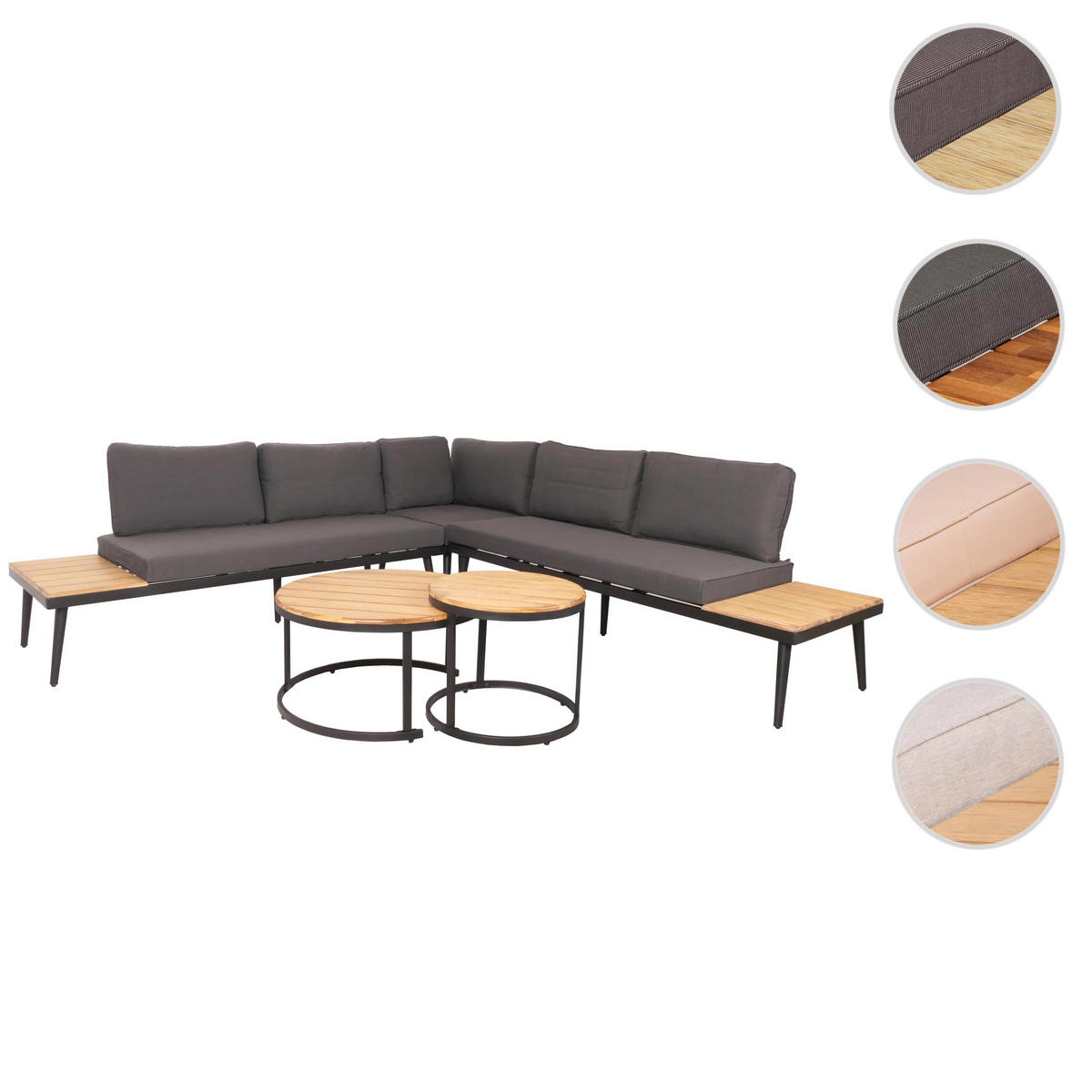 LOUNGE-SET Gartengarnitur Hellbraun Kissen Hellgrau - Braun, Metall - PROREGAL