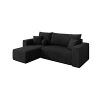 ROHOVÁ SEDAČKA s funkcí spaní, otoman vlevo SENO-L 249x139x85 černá velur - černá, kompozitní dřevo/textil (249/139cm) - ALTDECOR