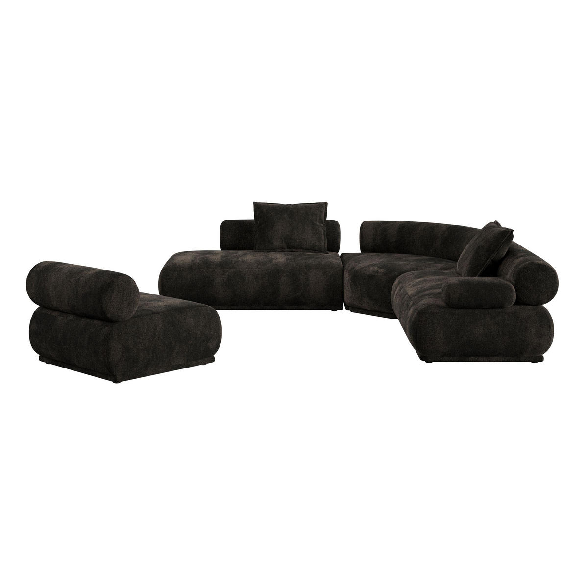 SOFA 7,5-SITZER Rembrandt Rechts Dunkelbraun - Braun, Kunststoff (594/97cm) - Zuiver