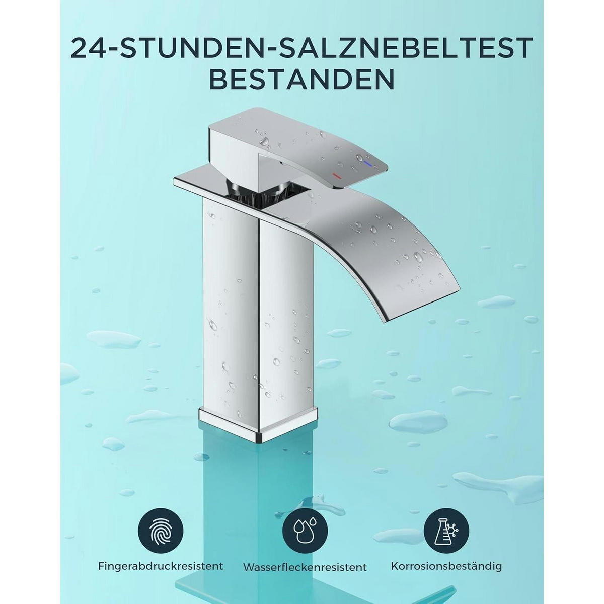 WASCHTISCHARMATUR Wasserfall Chrom 110 mm Auslaufhöhe - Silberfarben, Metall (12.7/7.5/17.8cm)
