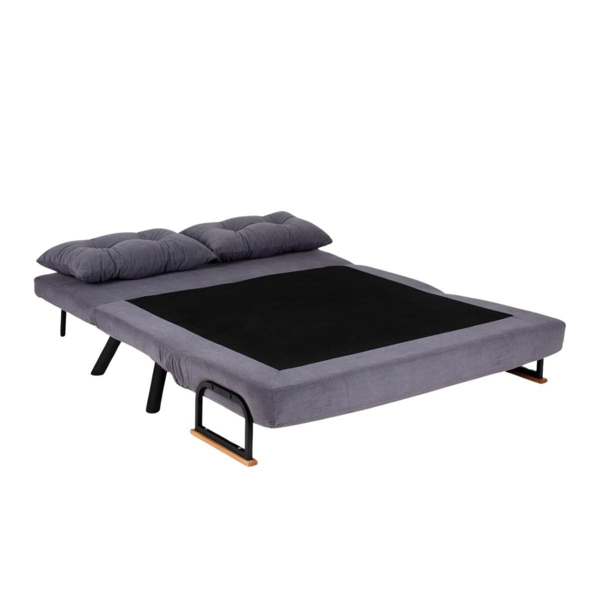 SCHLAFSOFA für 2 Personen mit Stoffbezug und Metallfüßen 133/50/41 cm - Grau, Metall (50/41/133cm) - Calicosy