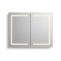 LED Spiegelschrank fürs Bad, Hängeschrank mit Spiegel - Weiß, Glas/Holz (60/80/13cm) - PARAFTA HOME