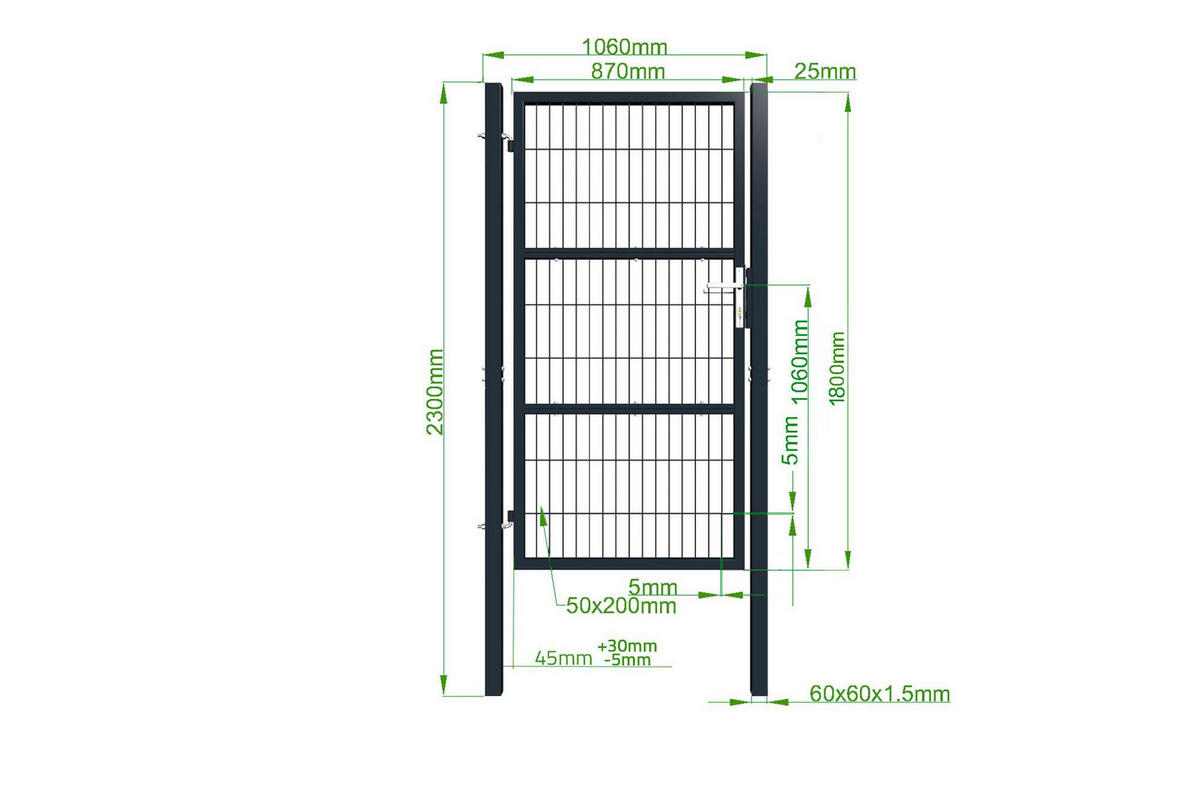 ZAUNTOR Razo grau 1m H.180cm Metall - Grau, Metall (106/186cm) - Casanoov