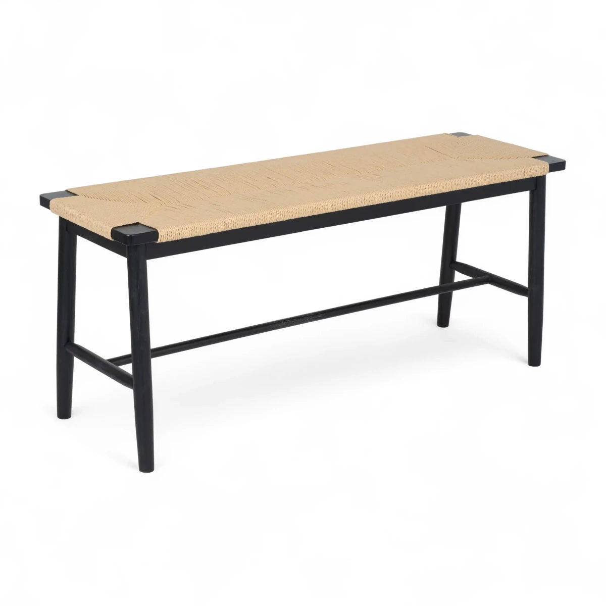 SITZBANK 110/35/47 cm Rattan / Eiche Schwarz - Beige/Schwarz, Holz/Papier (110/47/35cm) - Furnhouse