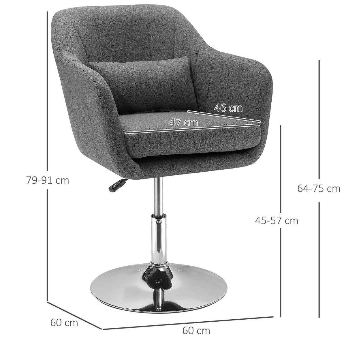 DREHSTUHL 60/60/79-91 cm dunkelgrau aus Polyester drehbar - Dunkelgrau, Kunststoff (60/91/60cm) - OKWISH