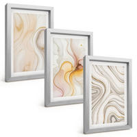 BILDER SET 3er Set - 20x30 cm Silberner Rahmen - Abstrakte warme Muster - Silberfarben, Kunststoff (20/30cm) - TULUP
