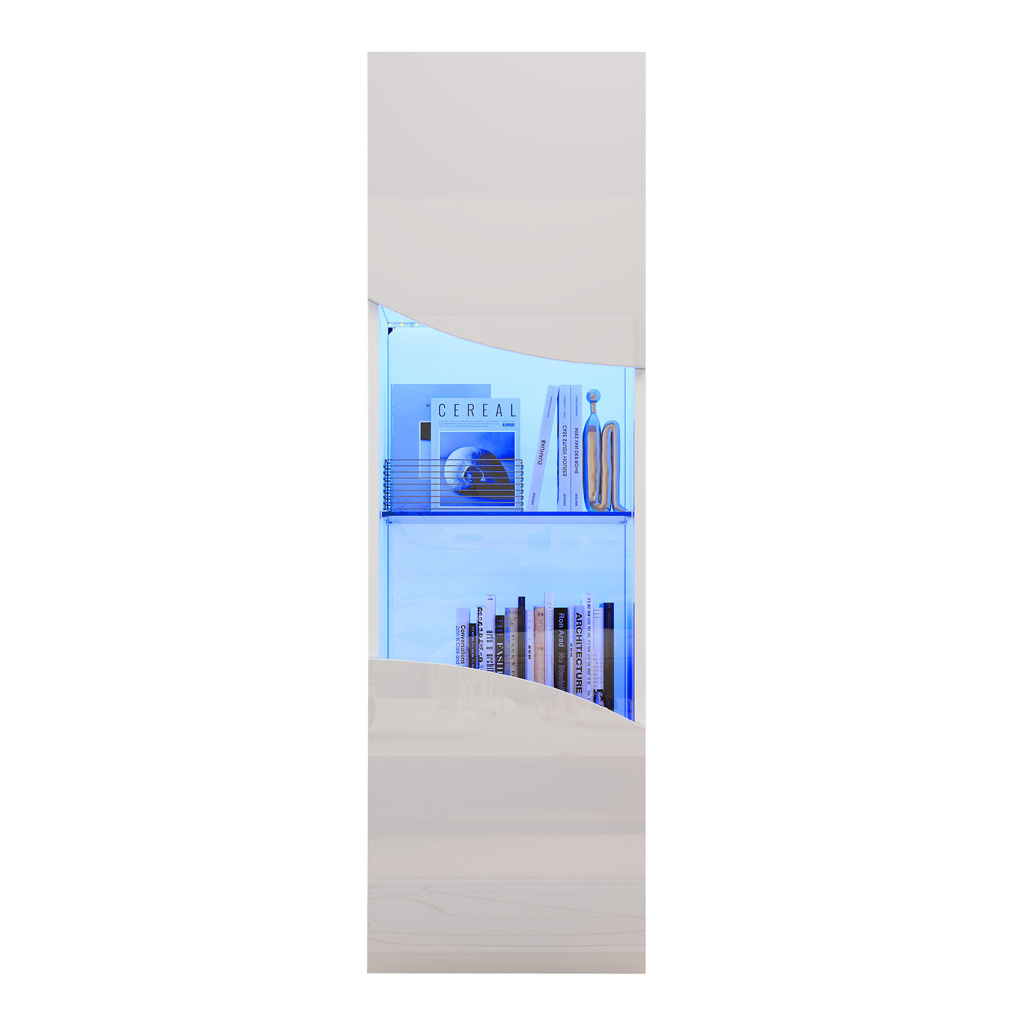 VITRINE LED Hochglanz Vitrinenschrank Glastüren 165cm Weiß - Weiß, Holzwerkstoff (35/165/50cm) - FLIEKS