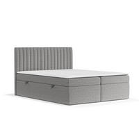 BOXBETT Spencer Grau 180/200 cm mit Matratze und Topper - Schwarz/Grau, Holz/Holzwerkstoff (180/200cm) - Maison de Reve